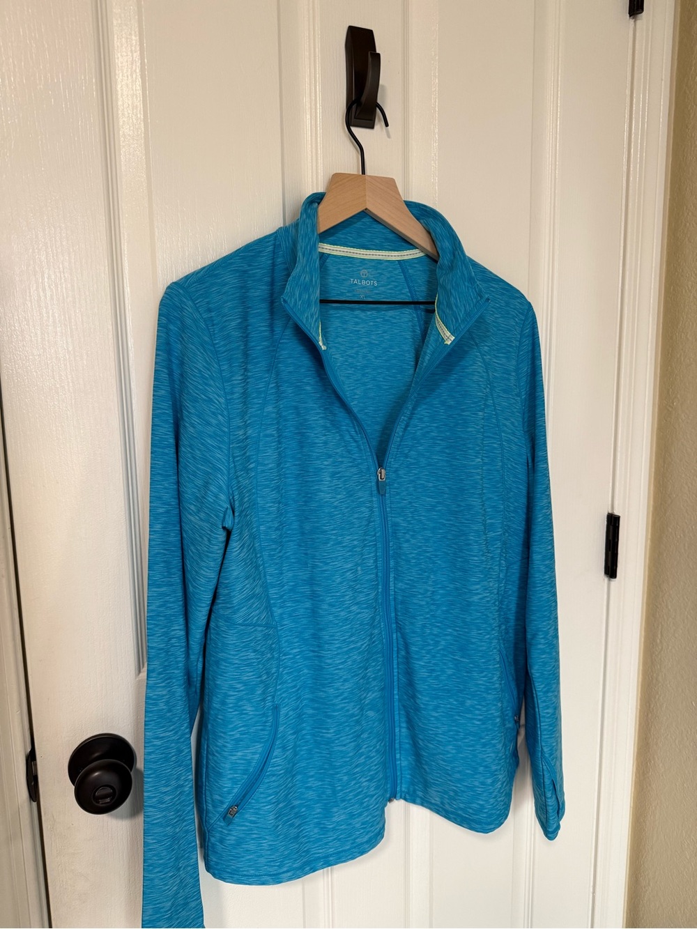 TALBOTS Teal Heather Full-Zip, Lightweight Jacket